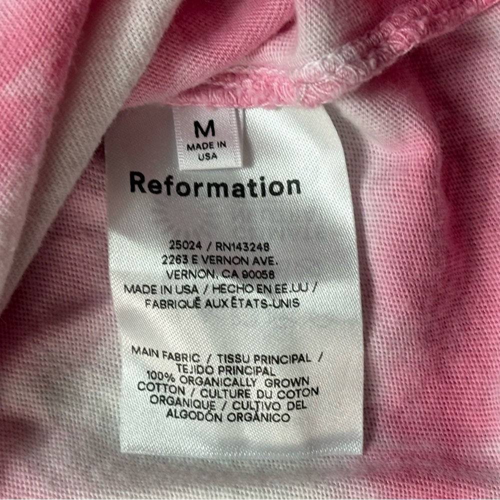Reformation Jeans Eddie‎ Shirt Womens Sz M Pink Tie Dye Cloudburst Organic Shirt - Picture 3 of 6
